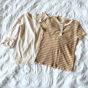 Matilda Jane Take It Easy Lecie and Homeroom Tee Bundle Girls 8 Striped Pink